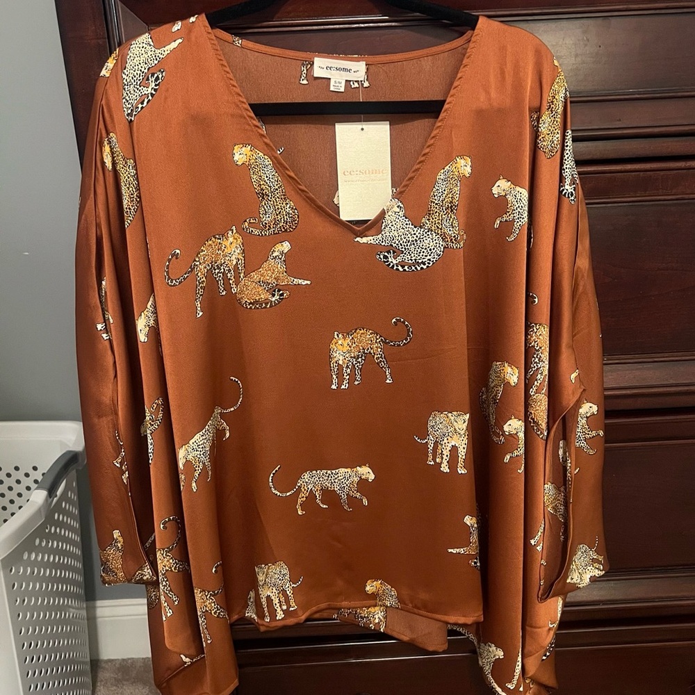 Flowy Cheetah Boutique Blouse